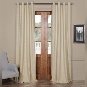 Exclusive Fabrics Bellino Blackout Curtain Panel Tan Beige Textured Grommet 108"